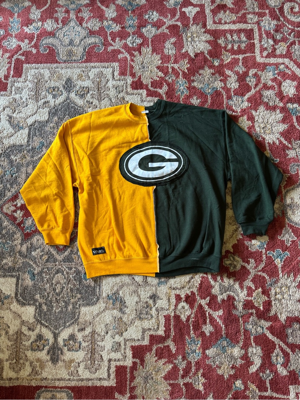 Split-Color “Refried” Men's Crewneck Sweatshirt - Greenbay Packers